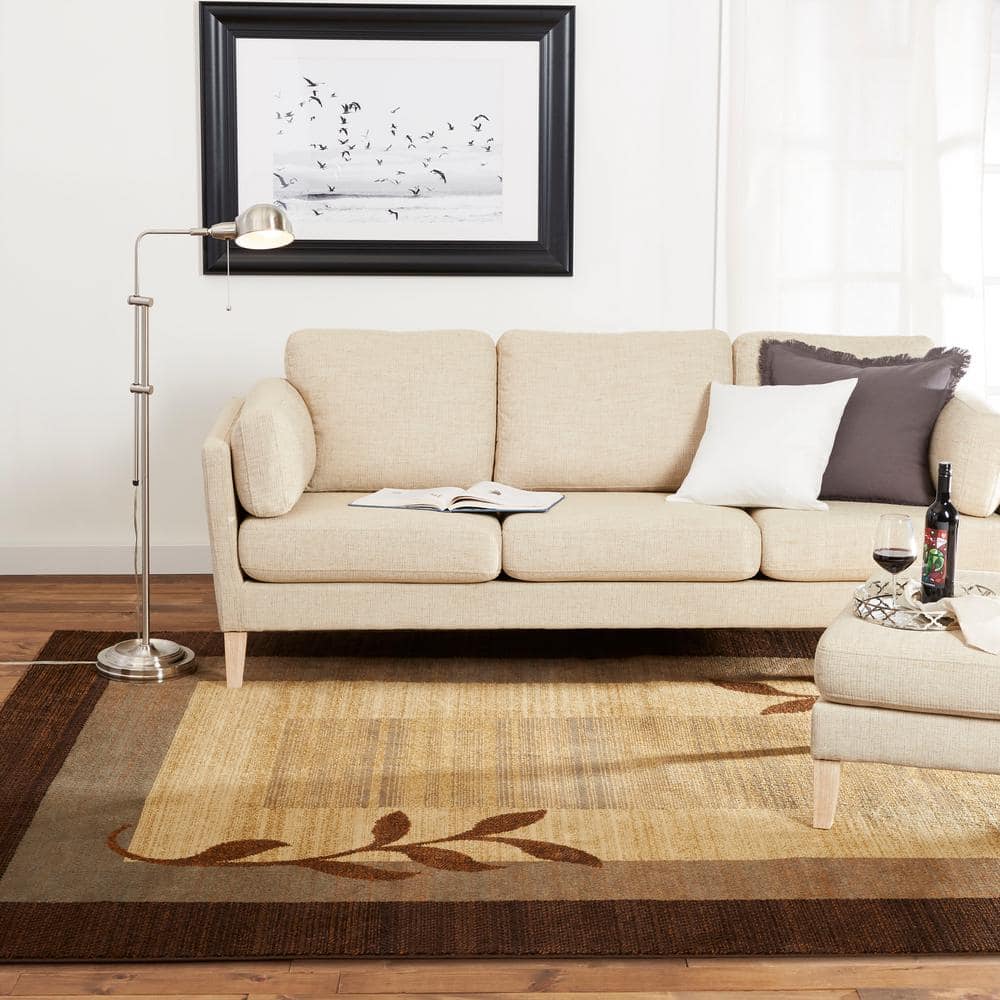 Clover Brown and Blue Modern Elegance Rectangular Area Rug, 43"x62"
