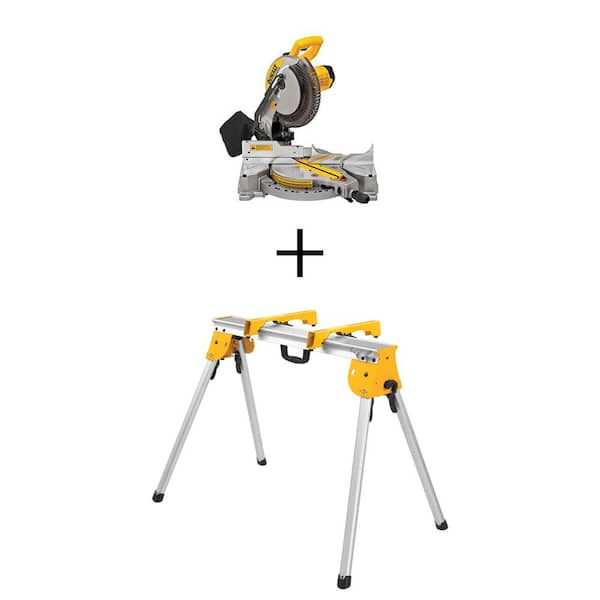 15 Amp Corded 12 in. Double Bevel Sliding Compound Miter Saw with Heavy Duty Work Stand and Miter Saw Mounting Brackets