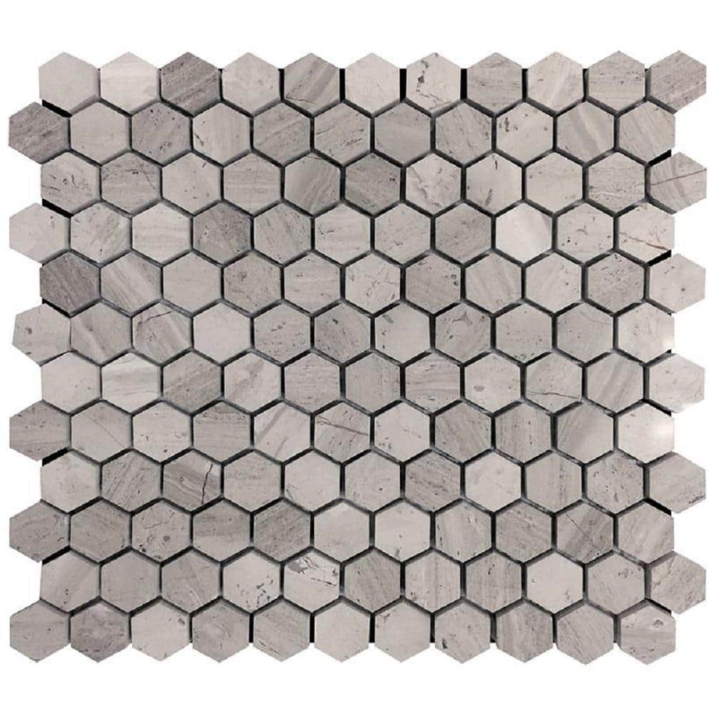 Gray 4 in. x 5 in. Hexagon Polished Marble Mosaic Tile Sample (0.13 sq. ft./Piece) price history on PriceWatchPro