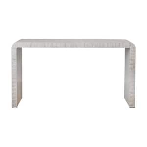59.84 in. White Rectangle MDF and Mother of Pearl Seashell Waterfall Console Table