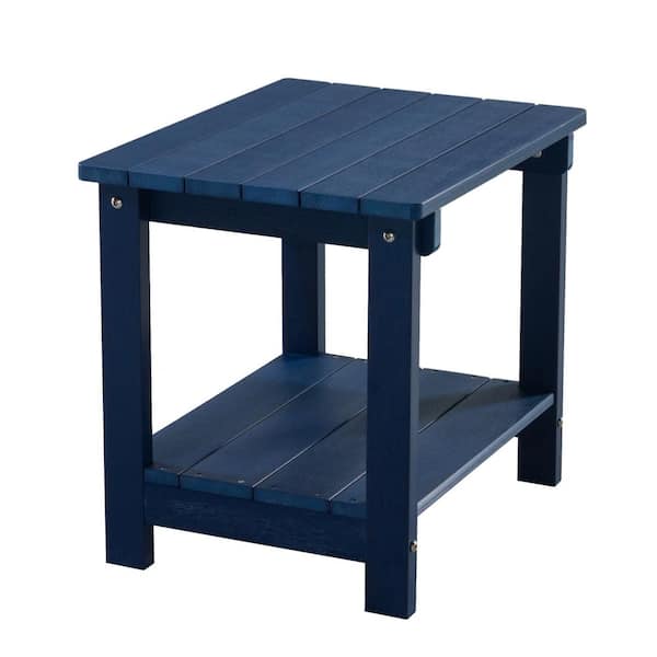 Sudzendf Blue Plastic Outdoor Patio Side Table, Coffee Table