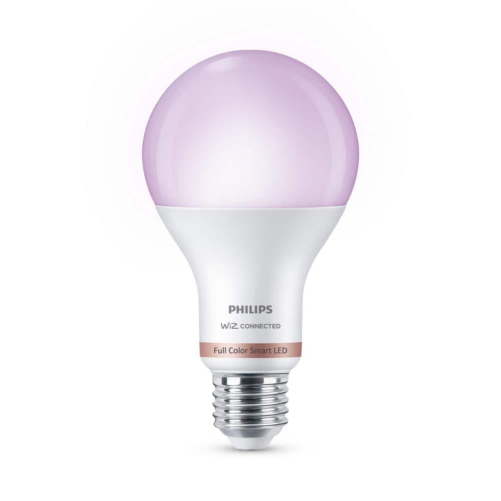 Philips 100-Watt Equivalent A21 LED Smart Wi-Fi Colr Changing Light Bulb powered by WiZ with (1-Pack) 562405 - The Depot