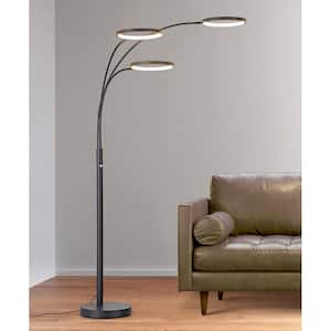 Angels 80 in. H Black Floor Lamp 3-Ring Dimmable LED Lights Arched