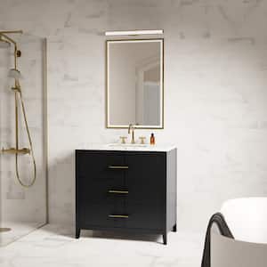 Emblem 36 in. W x 21 in. D x 34 in. H Single Sink Bath Vanity in Black with Carrara Marble Top and Ceramic Basin