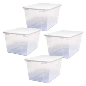 56-Qt. Snaplock Clear Plastic Storage Container Bin with Secure Lid (4 Pack)