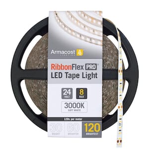 RibbonFlex Pro 24-Volt White LED Strip Light Tape 120 LED/m 3000K 8 ft. (2.5 m)