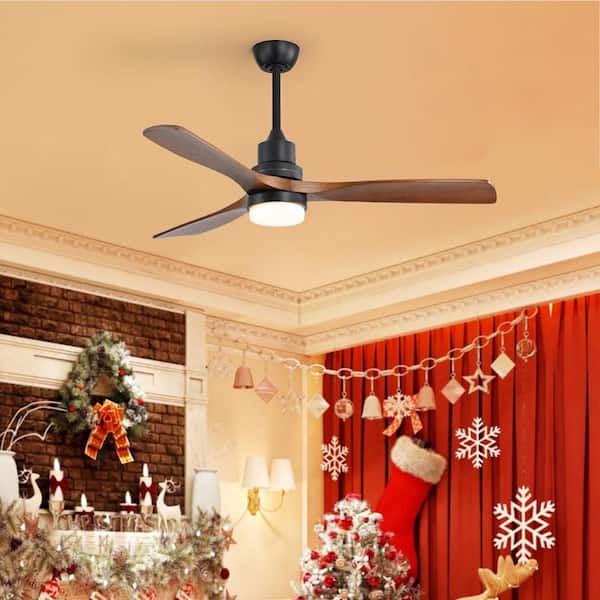 52 in. Integrated LED Indoor/Outdoor Black Ceiling Fan with Light Kit and Remote Control