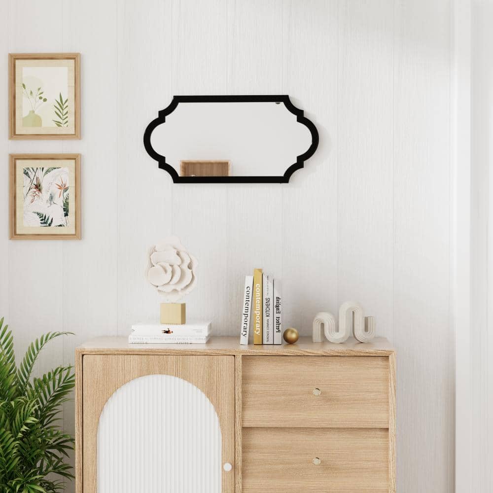 "12"" W x 24"" H MDF Framed Irregular Wall-Mount Accent Wall Bathroom Mirror in Black" price history on PriceWatchPro