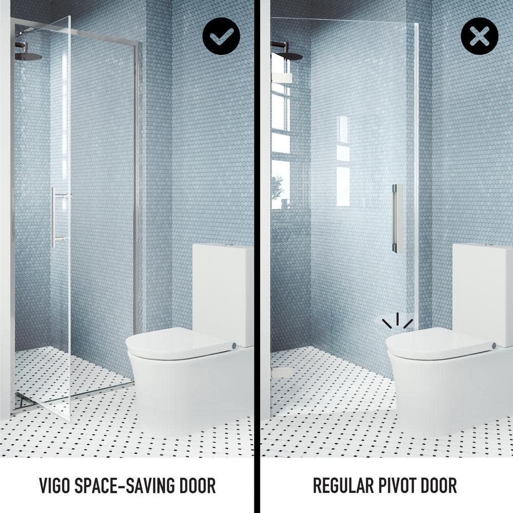 Astoria 30" x 76" Chrome Framed Pivot Shower Door with Clear Glass