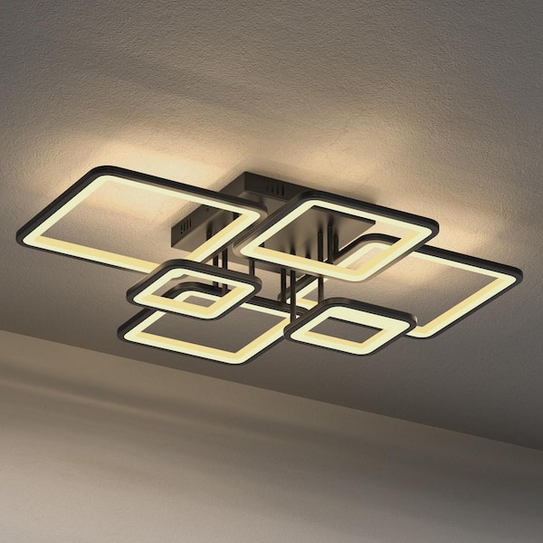 Dimmable Modern 6 Square Flush Mount with Remote Control, LED Ceiling Lights for Bedroom Living Room Kitchen