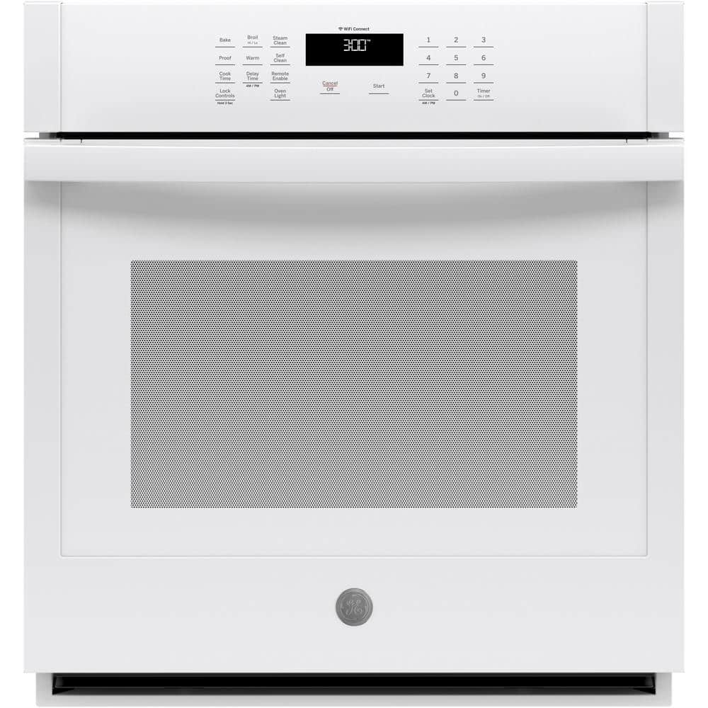 GE 27 in. Smart Single Electric Wall Oven Self-Cleaning in White
