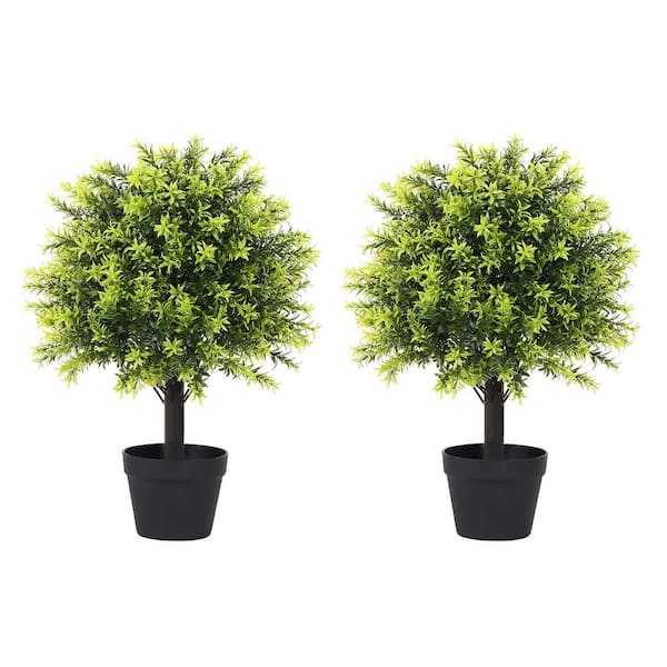 Unbranded 2-Pieces 24 in. Artificial Topiary Ball Outdoor Plants Decor, UV Resistant