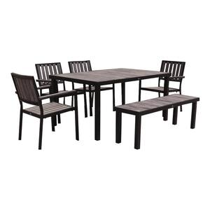 Catalina 6-Piece Metal Rectangular Dining Table Outdoor Dining Set