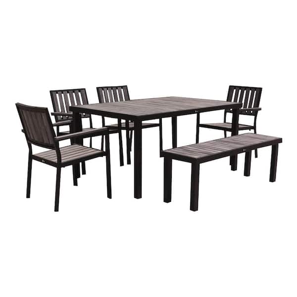 Courtyard Casual Catalina 6-Piece Metal Rectangular Dining Table Outdoor Dining Set