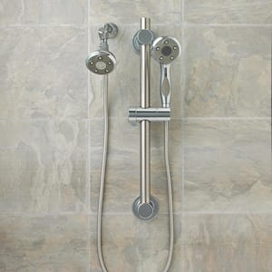 3-spray 3.5 in. Dual Shower Head and Handheld Shower Head in Polished Chrome