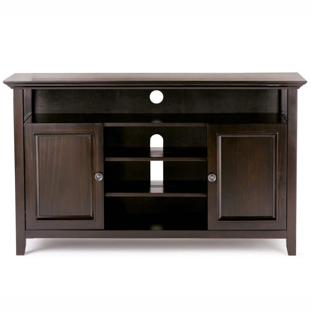 Hickory Brown Pine Wood 54" TV Media Stand with Cabinets