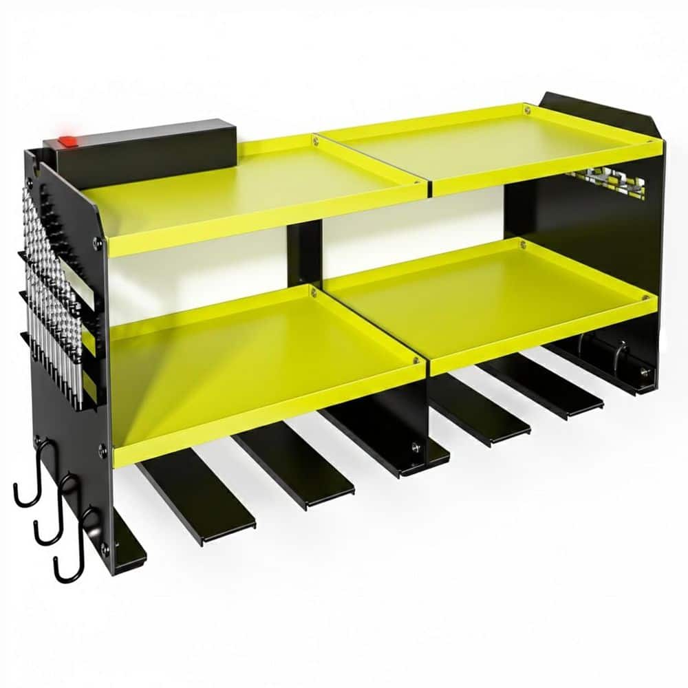 Garage Wall Rack Heavy Duty Metal Black Finish Tool Storage with Power Strip 4 Outlets 15 Min Assembly 6 Slots price history on PriceWatchPro