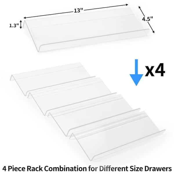 Acrylic Spice Drawer Organizer with 4 Tier and Seasoning Jars Drawers Insert for Drawer and Countertop, Clear (1-Pack)