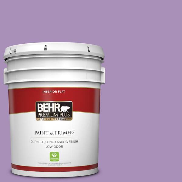BEHR PREMIUM PLUS 5 gal. #650B-5 Garden Pansy Flat Low Odor Interior Paint & Primer