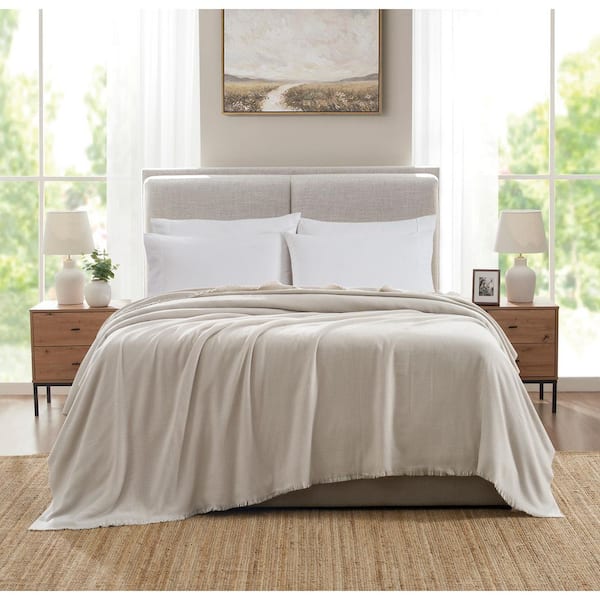 Woven Taupe Oversized Throw Blanket, 106 in. x 94 in.