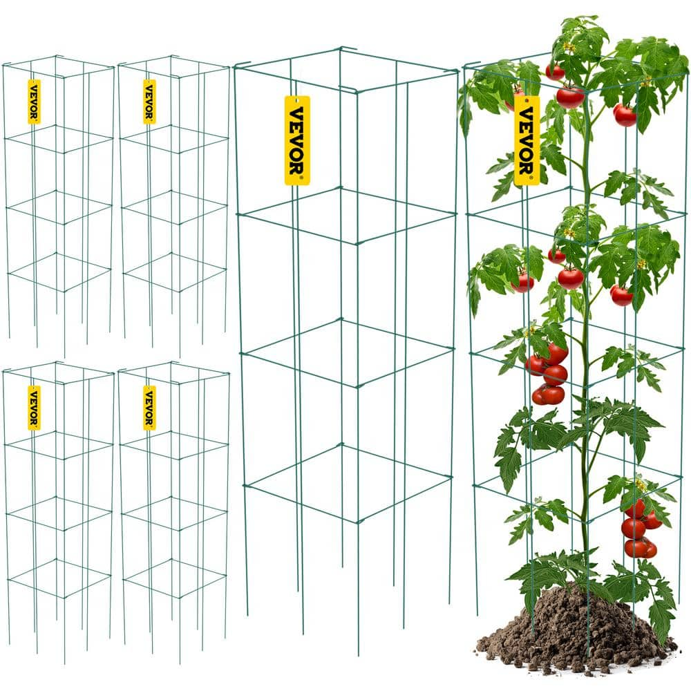 VEVOR 14 6 In X 14 6 In X 39 4 In Tomato Cages For Garden Square   Green Vevor Tomato Cages Fxkzdfq14 639ycq1v0 64 1000 