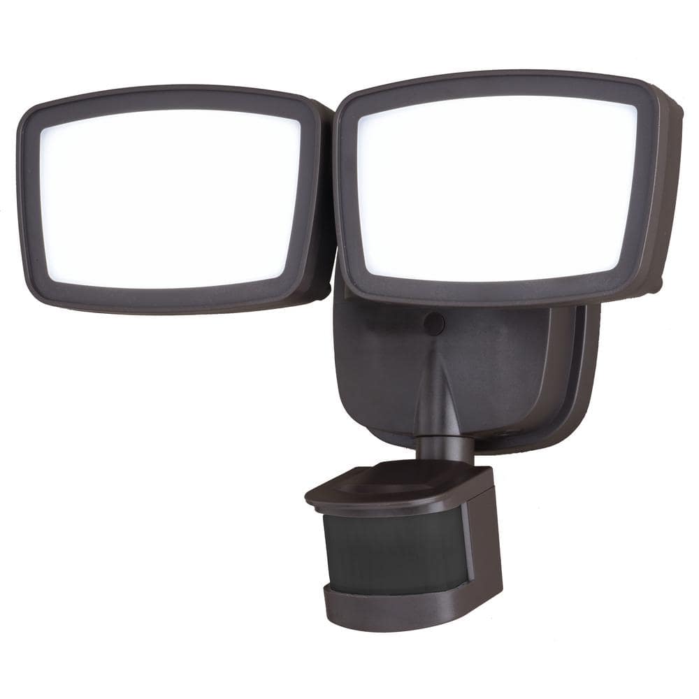 Bronze Dual Head LED Motion Sensor Outdoor Security Flood Light
