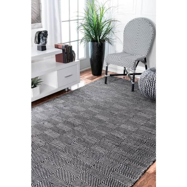Agoja Contemporary Diamonds Black 8 ft. x 10 ft. Area Rug