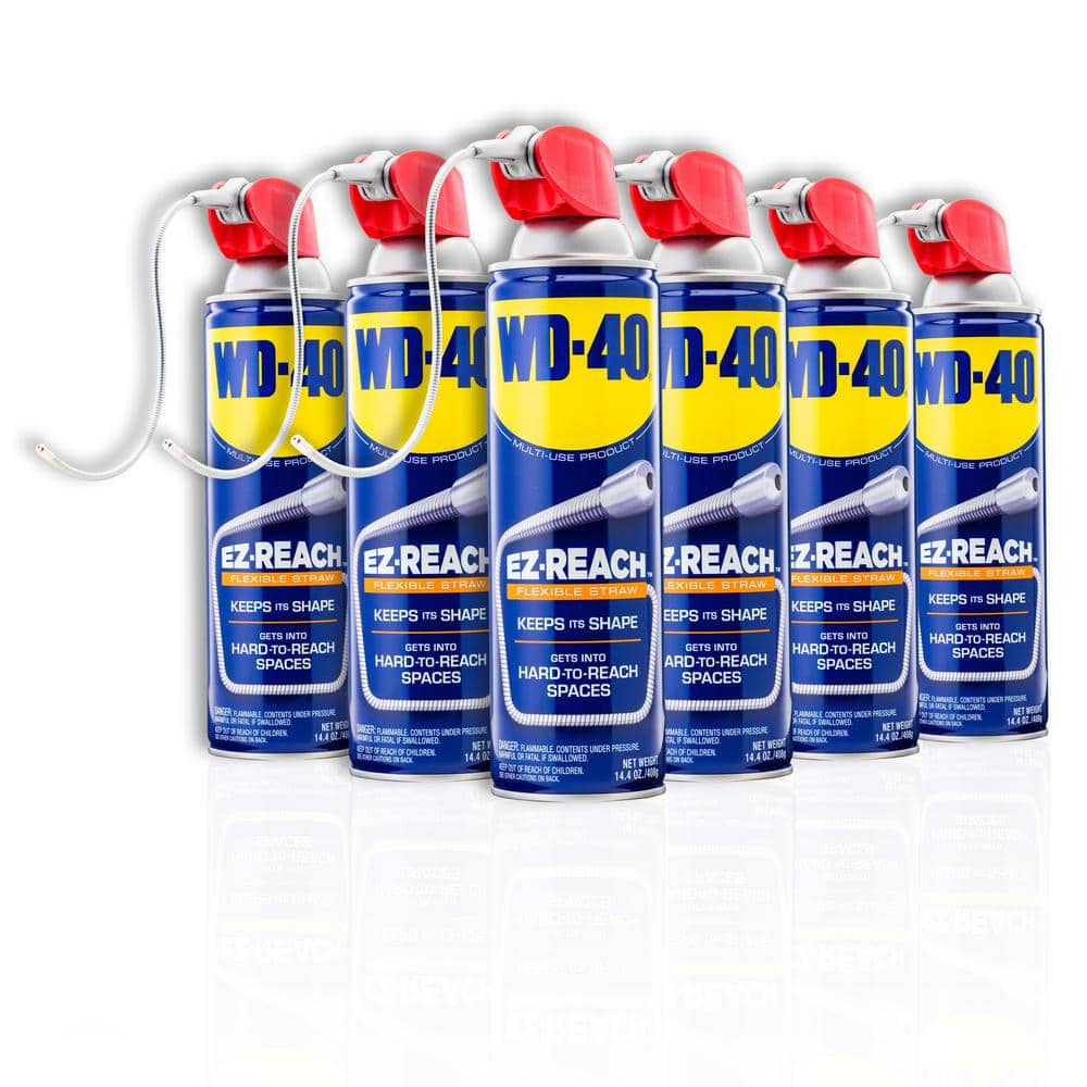 WD-40 Lubricant Spray, 14.4 oz Aerosol Can w/EZ Reach Straw, 6/Carton