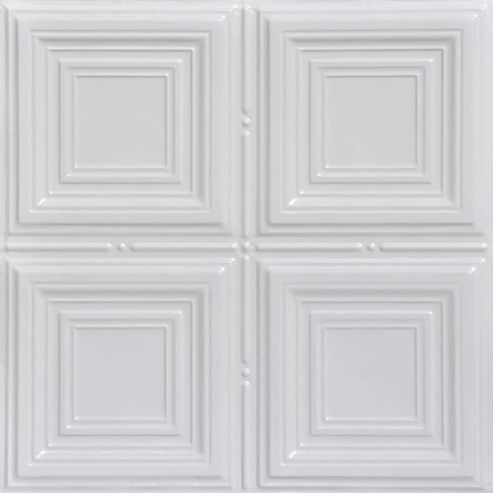 FROM PLAIN TO BEAUTIFUL IN HOURS Cubism White 2 Ft X 2 Ft Decorative   White From Plain To Beautiful In Hours Drop Ceiling Tiles Skpc320 Wh 24x24 D 6 64 1000 