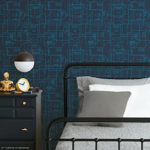 Star Wars R2D2 Blue and Navy Geometric Peel and Stick Wallpaper (Covers 28.29 sq. ft.)