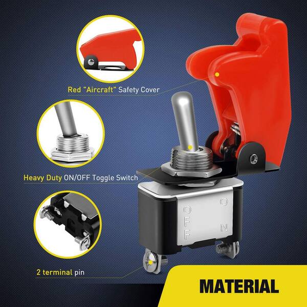 2-Pack Red LED Toggle Switch – SPST ON/OFF, 20A, 12V – For ATV, Car, Truck