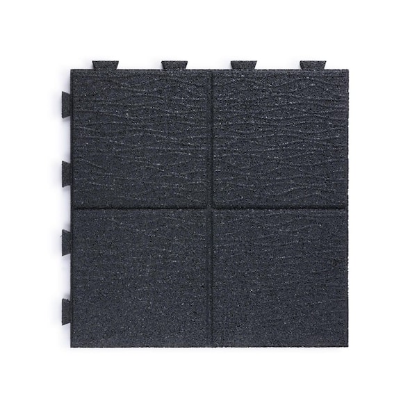16 in. x 16 in. x 5/8 in. Gray Cobblestone SmartLoc Rubber Paver (75-Pack)