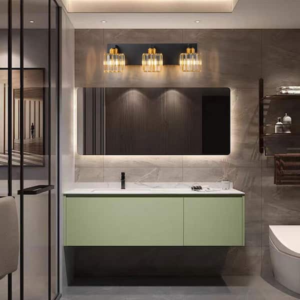 EDISLIVE Orillia 19.7 in. 3-Light Black & Gold Bathroom