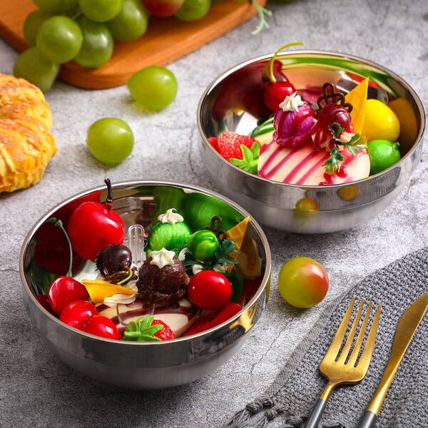 Wudkey 24 fl. oz. Stainless Steel Bowls, Silver Food Grade Mixing