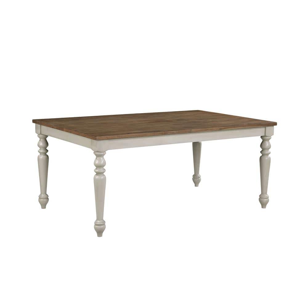 Jennifer 7-Piece Beige and Brown Wood Dining Set