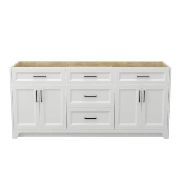 Xspracer Victoria 72 in. W. x 21.5 in. D x 33.5 in. H Freestanding Solid Wood Bath Vanity Cabinet without Top-in White