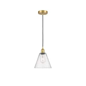 Berkshire 100-Watt 1 Light Satin Gold Shaded Mini Pendant Light with Seeded glass Seeded Glass Shade