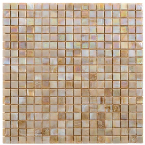 Apollo Tile Skosh 4" x 6" Glossy Caramel Beige Glass Mosaic Uniform square Wall and Floor Sample Tile 0.13 sq. ft./Piece (1-Pack)