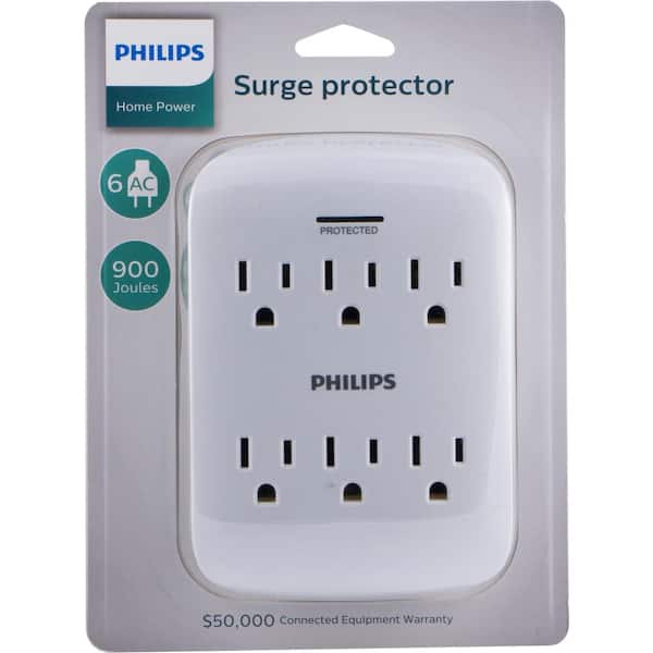 Philips 5-Outlet Wi-Fi Surge Protector Tap, 2 Independent Wi-Fi Outlets, White, SPP3461WF/37
