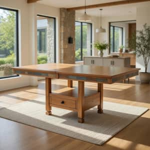 Benjara Walnut Brown Wood 41.75 in Pedestal Base Dining Table Seating ...