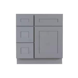 Lancaster Assembled 30 in. x 21 in. x 32.5 in. Bath Vanity Sink Base Cabinet with 1 Door 2 Left Drawers in Gray