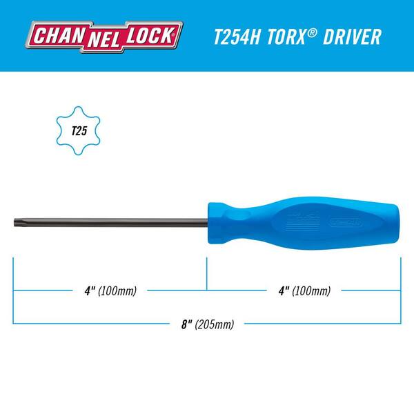 Channellock 4 in. T25 Torx Screwdriver with 3-Sided High