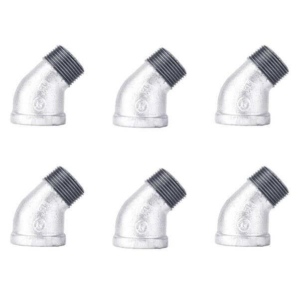 PIPE DECOR 3/4 in. Galvanized Iron 45-Degree FPT x MPT Street Elbow Fitting (6-Pack)