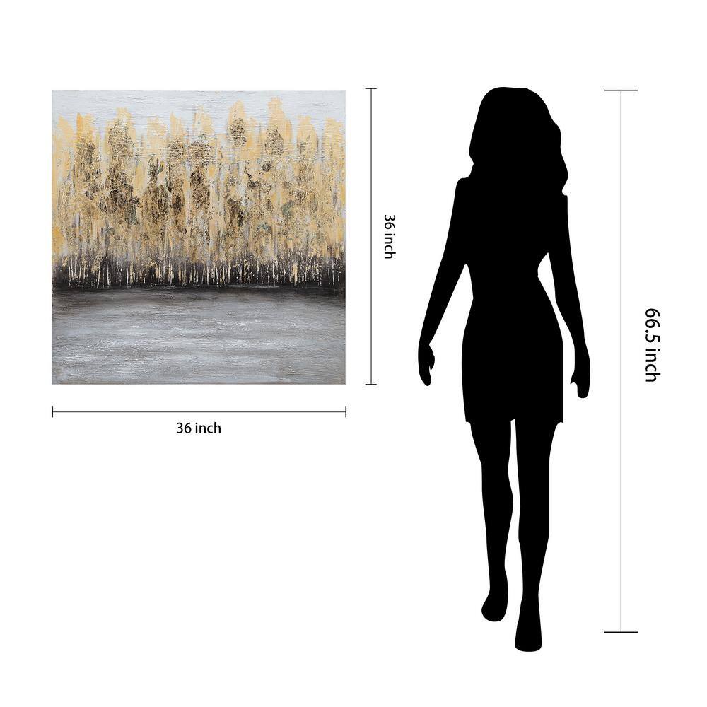 Golden Trees Abstract Oil Painting on Canvas, 36" x 36"