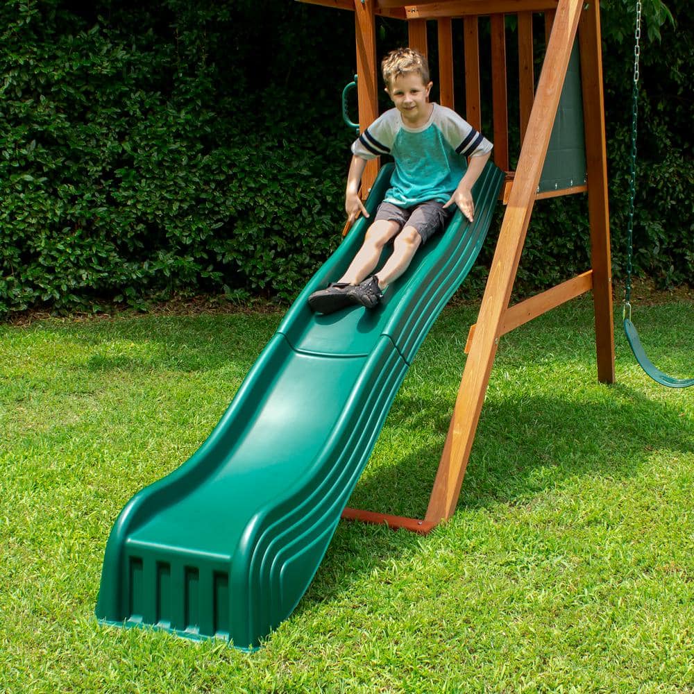 Forest Green Durable Plastic Wave Slide for 4' Deck