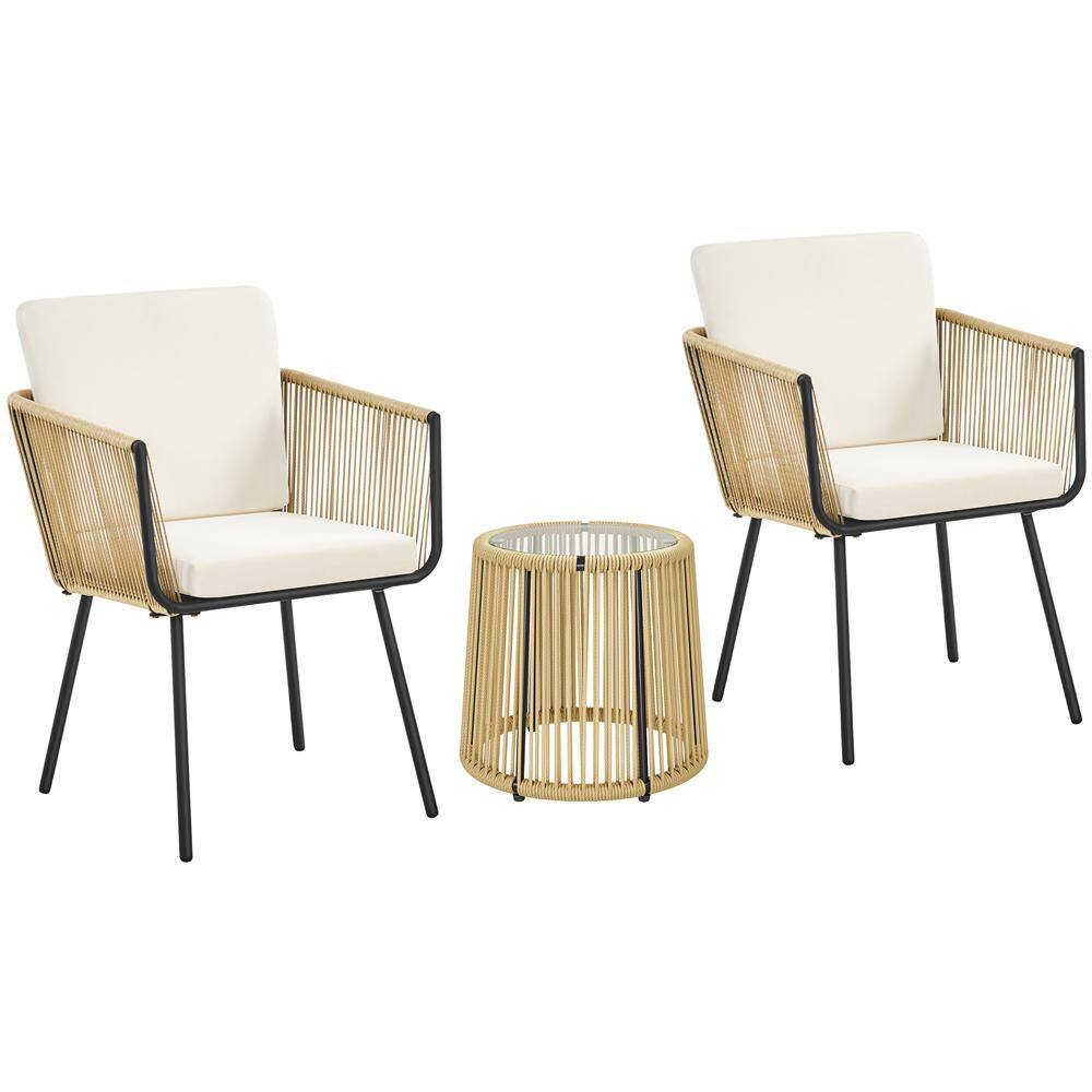 3-Piece Outdoor Patio Bistro Set with Cushions and Pillows for Garden price history on PriceWatchPro