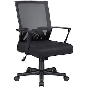 Black Office Chair Ergonomic Lumbar Support Desk Mesh Computer Chair Mid Back Swivel Chair with Armrest