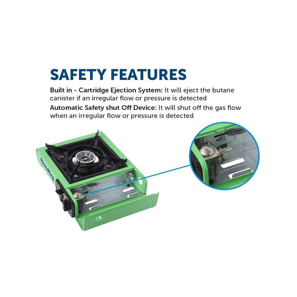 Flame King Green Portable Single Burner Gas Stove
