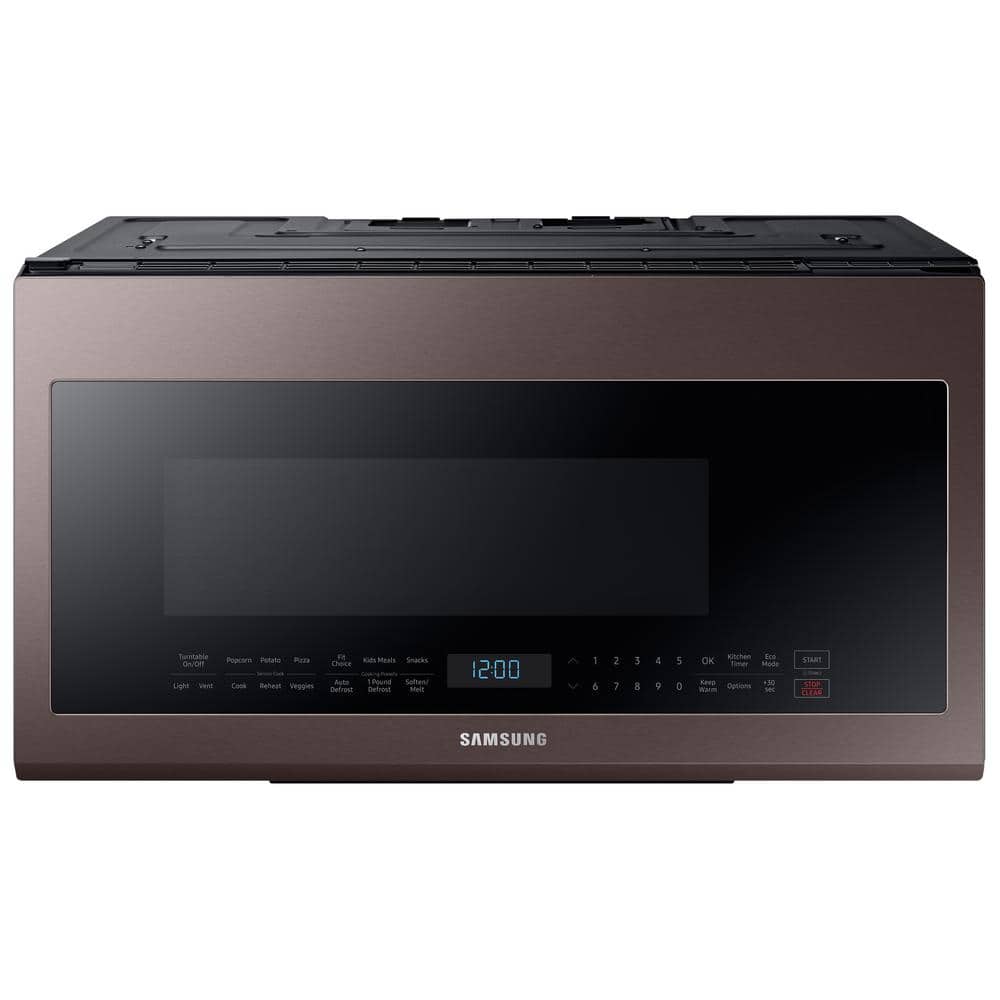 Samsung 30 in. W 2.1 cu. ft. Over the Range Microwave in Fingerprint Resistant Tuscan Stainless Steel with Sensor Cooking