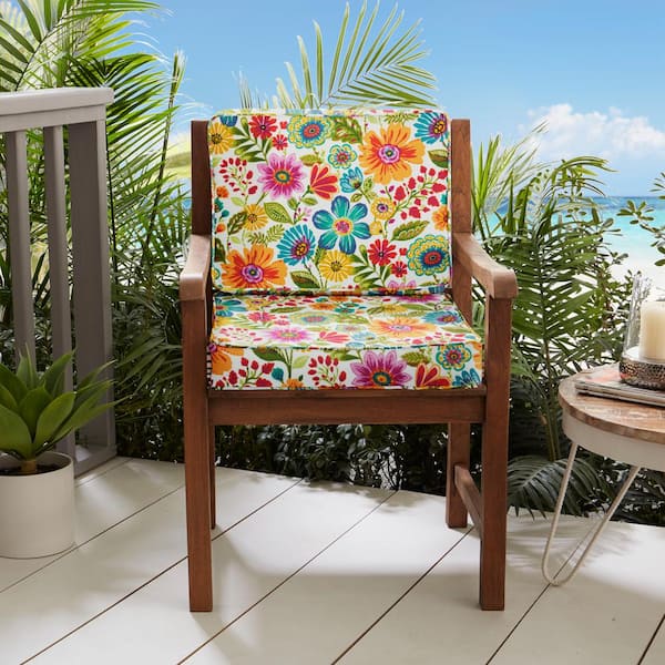 Mainstays 45 x 23 Multi-color Floral Rectangle Outdoor 2-Piece Deep Seat  Cushion